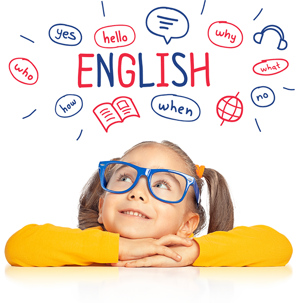 little girl thinking about english
